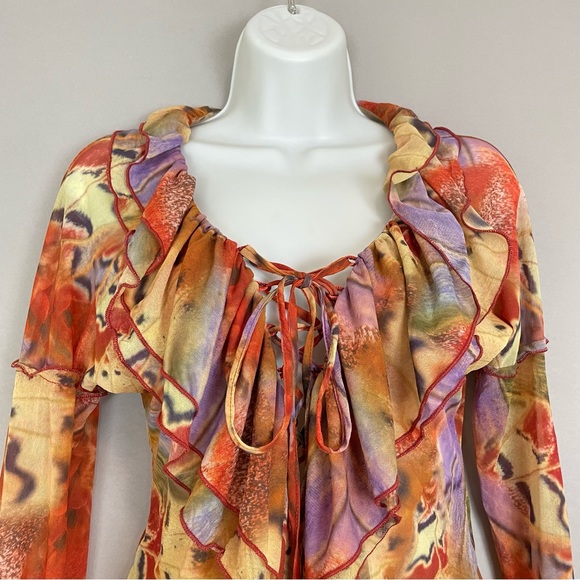 Jaded London Allele Lace Up Top Butterfly Mesh Corset Y2K Ruffle Frill Size 4 - Picture 8 of 17